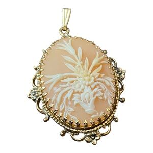 Elegant Gold and Cream Cameo Pendant